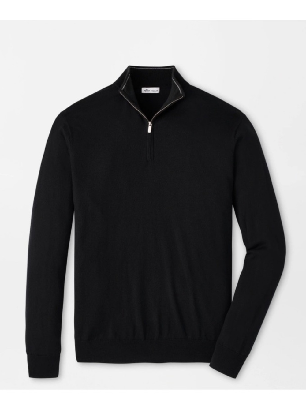 Peter Millar Crown Comfort Black Quarter Zip Long Sleeve Golf Pullover Large